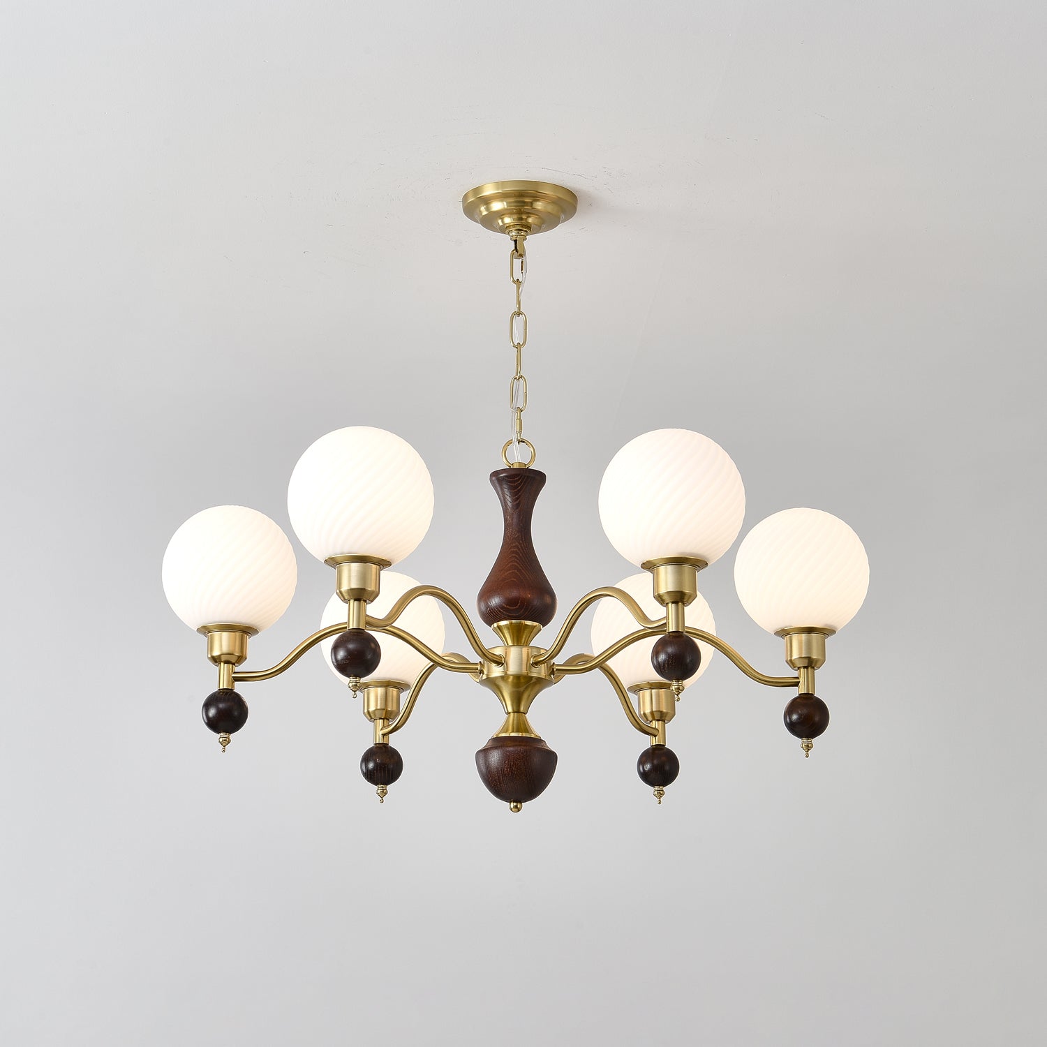 Evelynne Globe Orb Wood Chandelier