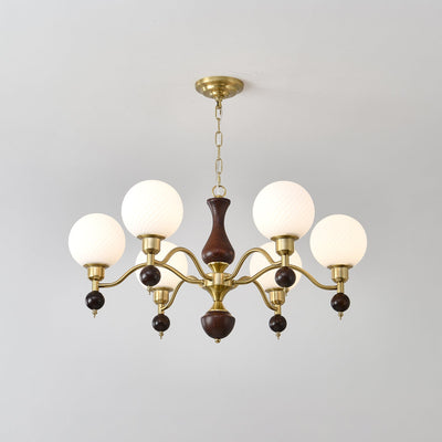 Evelynne Globe Orb Wood Chandelier