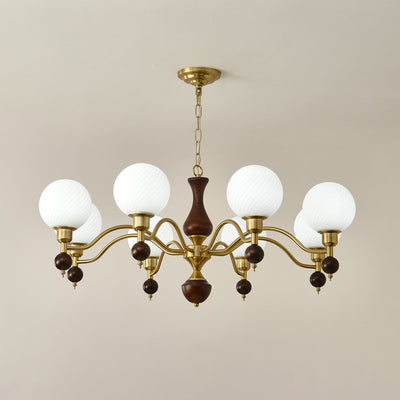 Evelynne Globe Orb Wood Chandelier