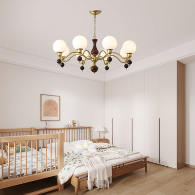 Evelynne Globe Orb Wood Chandelier