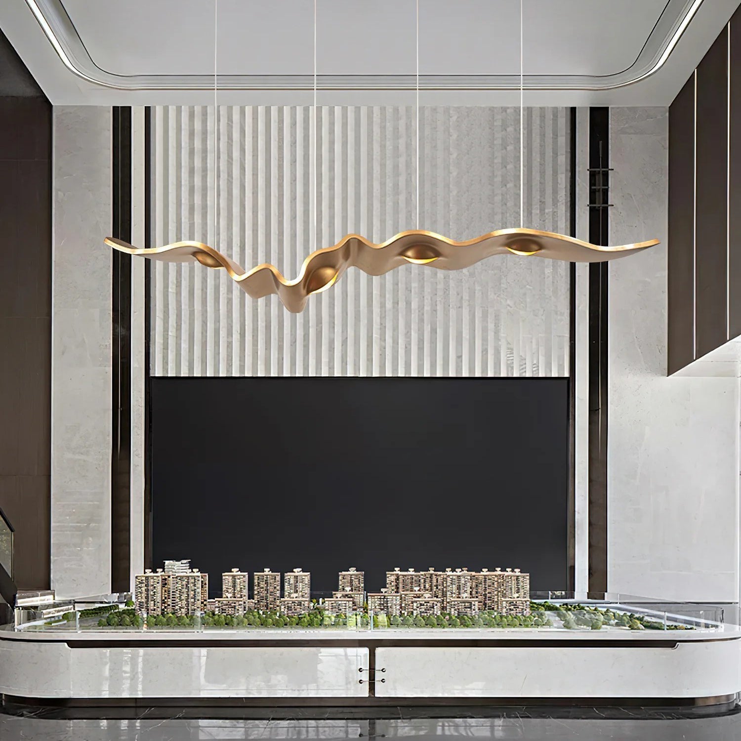 Raelis Gold Ribbon Chandelier