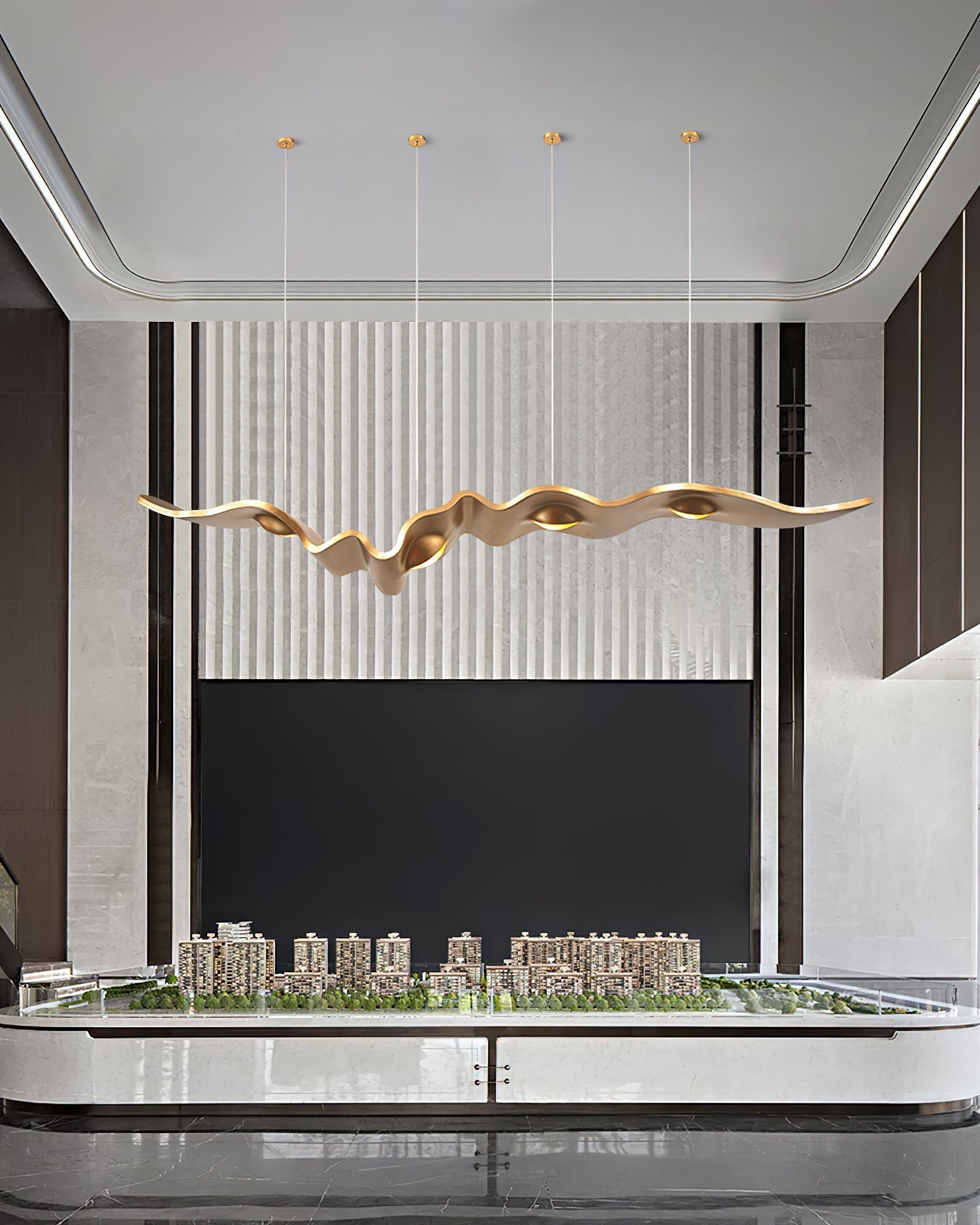 Raelis Gold Ribbon Chandelier