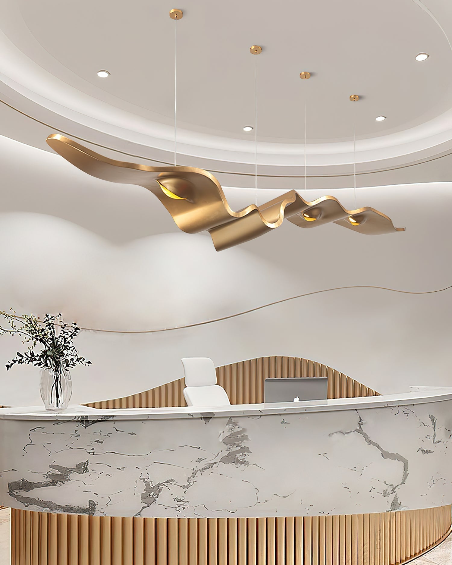 Raelis Gold Ribbon Chandelier