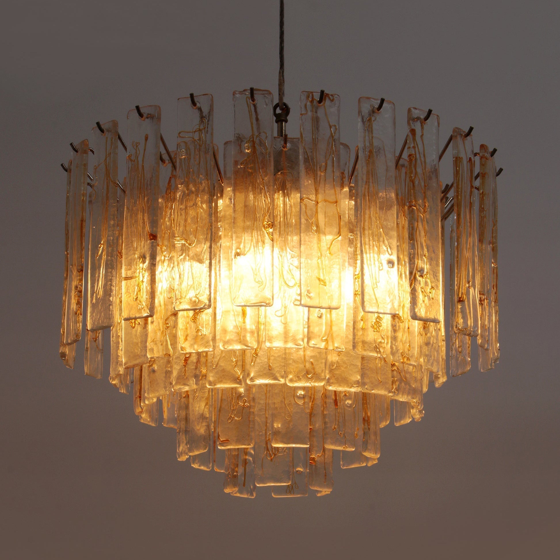 Liorisora Chandelier Golden Amber Glass Layered Geometric Luxury