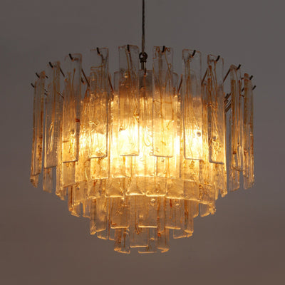 Liorisora Chandelier Golden Amber Glass Layered Geometric Luxury