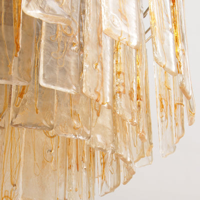 Liorisora Chandelier Golden Amber Glass Layered Geometric Luxury