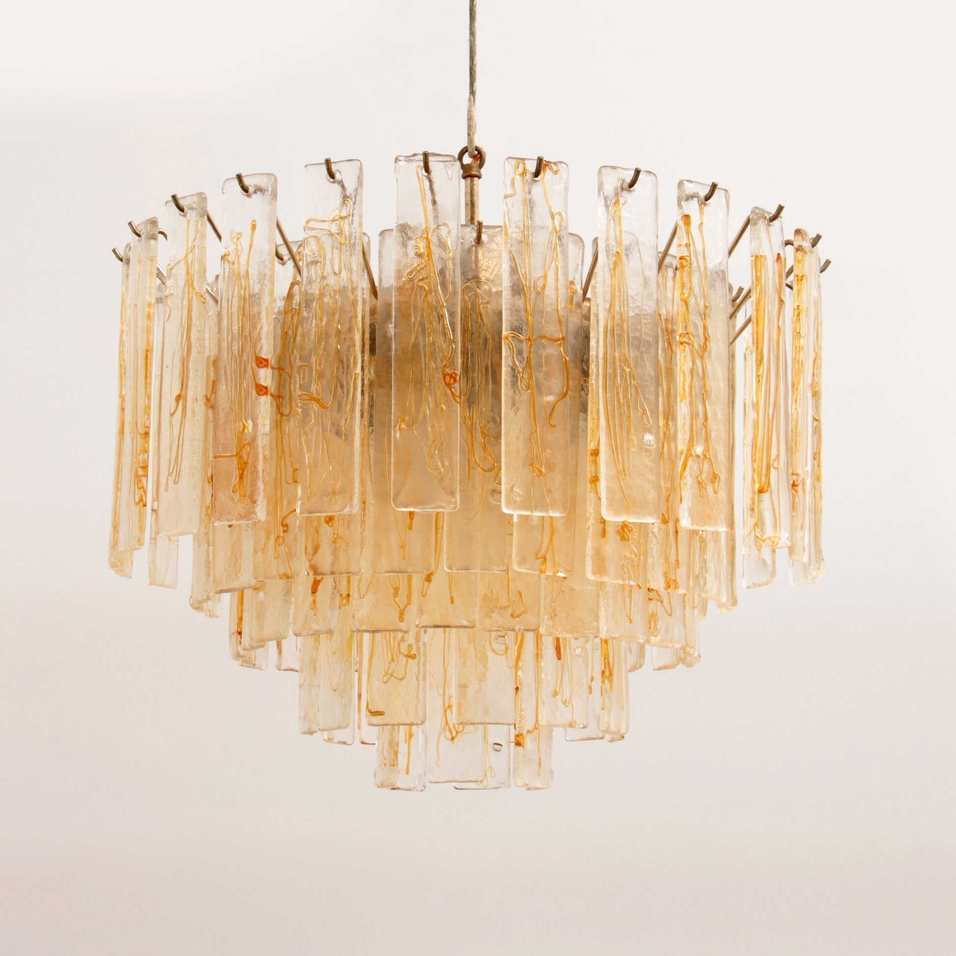 Liorisora Chandelier Golden Amber Glass Layered Geometric Luxury