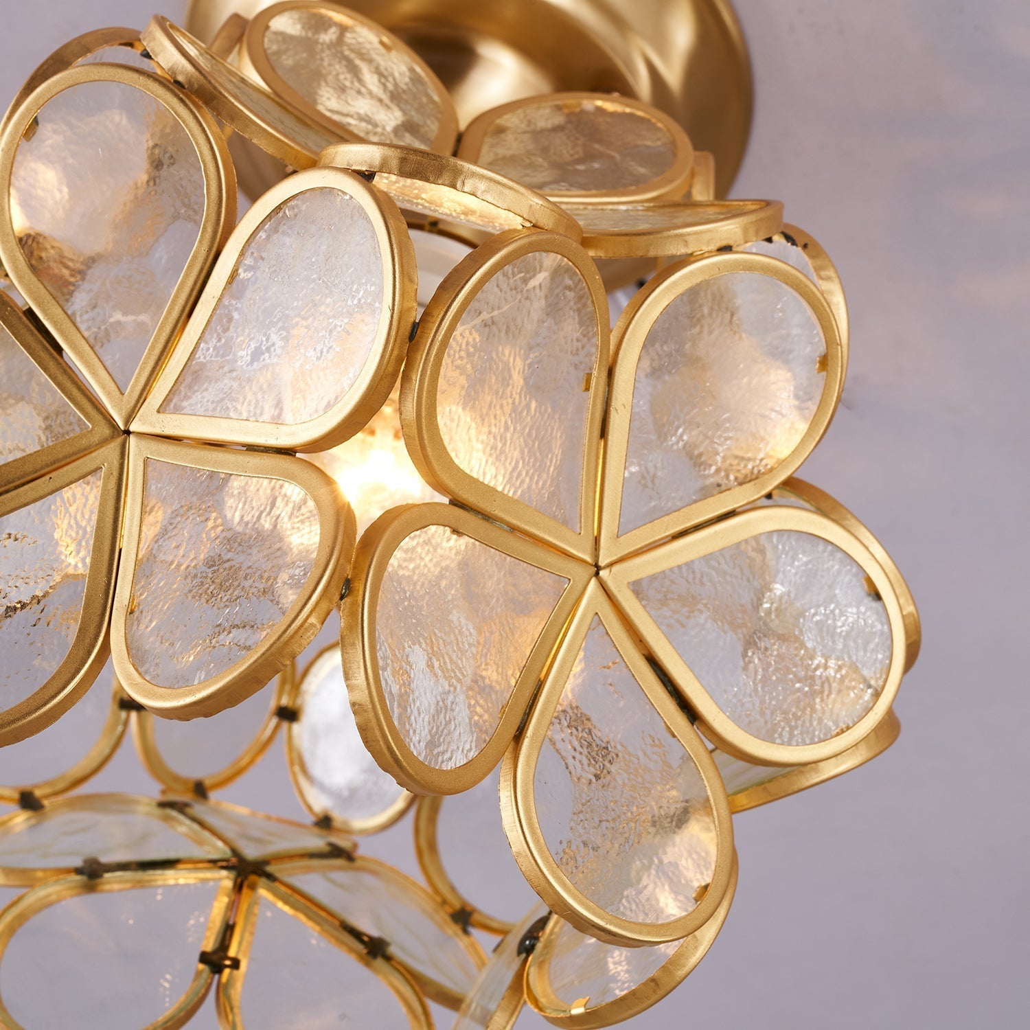 Ullaeiel Postmodern Luxury Bloom Golden Glass Ceiling Light - Neutral Decor