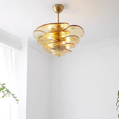 Crivs Chandelier Gold Murano Glass Petal Luxury