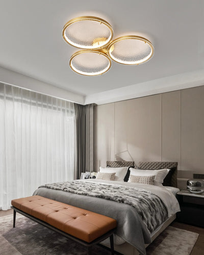 Itale Unique Rings Golden Brass Glass Ceiling Light