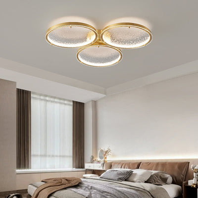 Itale Unique Rings Golden Brass Glass Ceiling Light