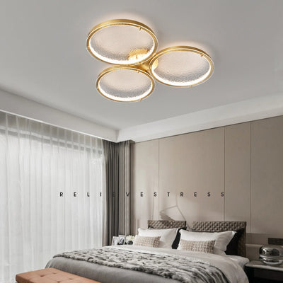 Itale Unique Rings Golden Brass Glass Ceiling Light