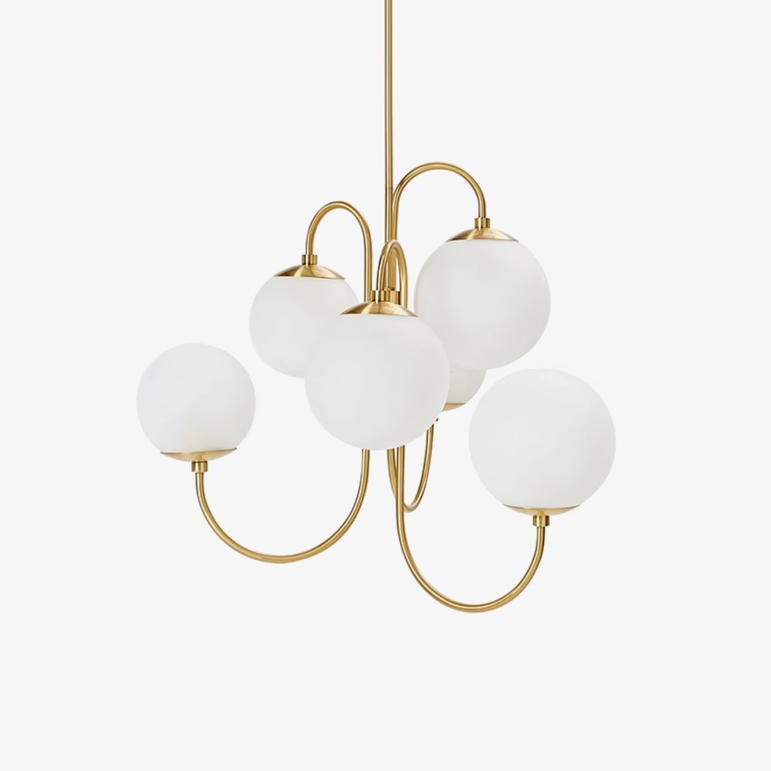 Auruaria Chandelier Brass Globe Cluster Curved Arm