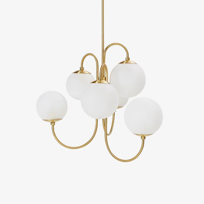 Auruaria Chandelier Brass Globe Cluster Curved Arm