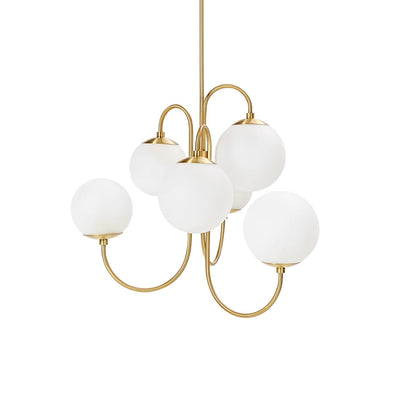 Auruaria Chandelier Brass Globe Cluster Curved Arm