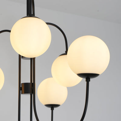 Auruaria Chandelier Brass Globe Cluster Curved Arm