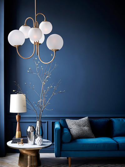 Auruaria Chandelier Brass Globe Cluster Curved Arm