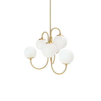 Auruaria Chandelier Brass Globe Cluster Curved Arm