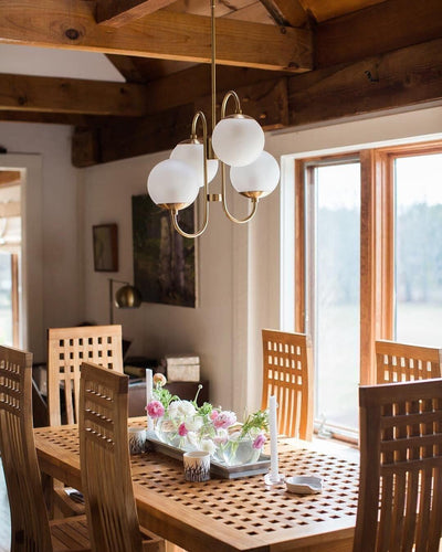 Auruaria Chandelier Brass Globe Cluster Curved Arm