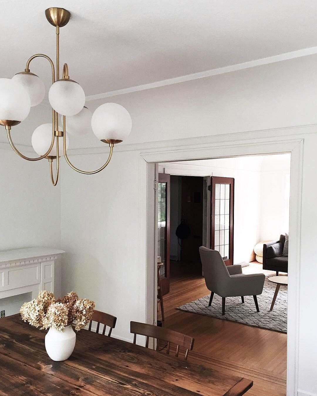 Auruaria Chandelier Brass Globe Cluster Curved Arm