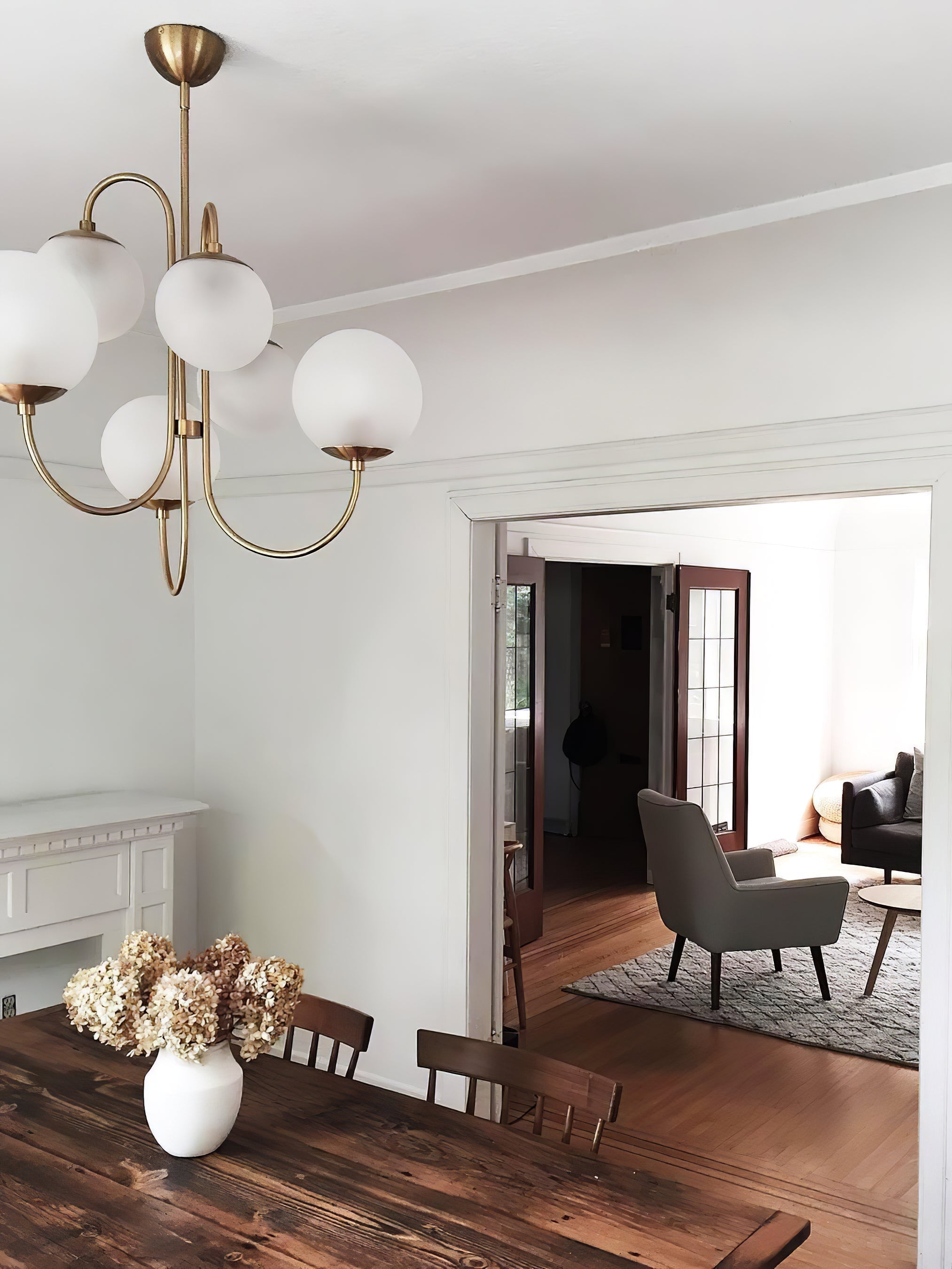 Auruaria Chandelier Brass Globe Cluster Curved Arm