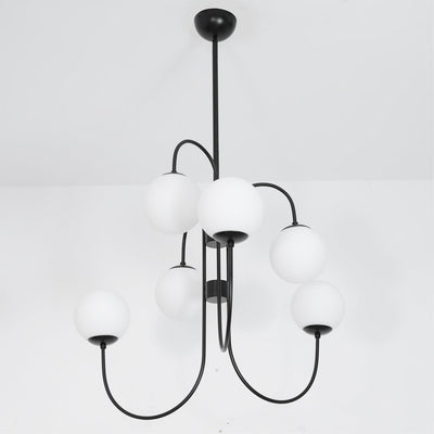 Auruaria Chandelier Brass Globe Cluster Curved Arm