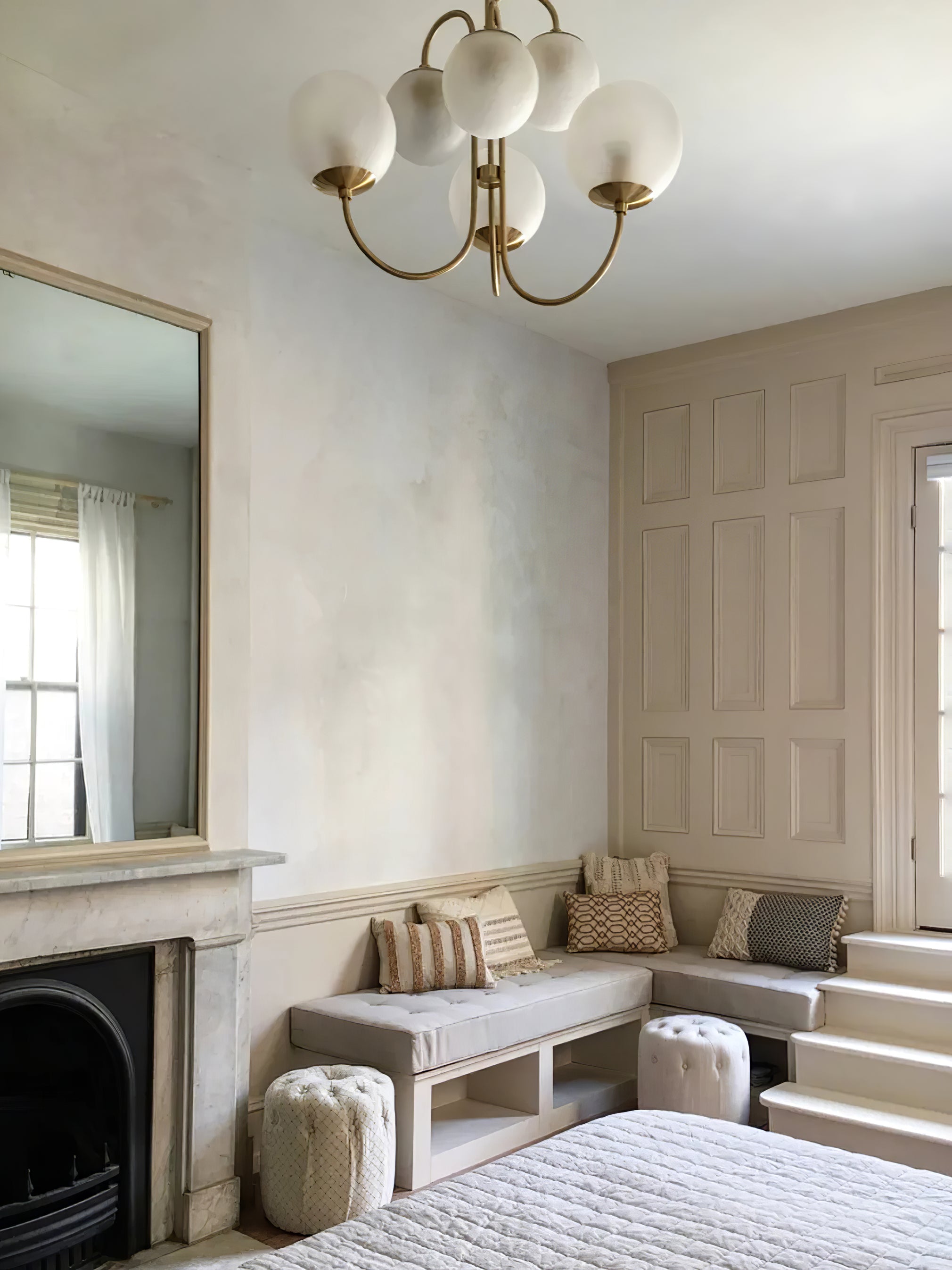 Auruaria Chandelier Brass Globe Cluster Curved Arm