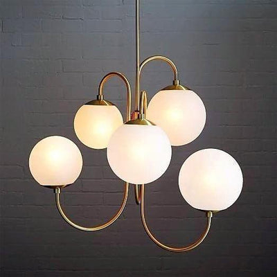Auruaria Chandelier Brass Globe Cluster Curved Arm
