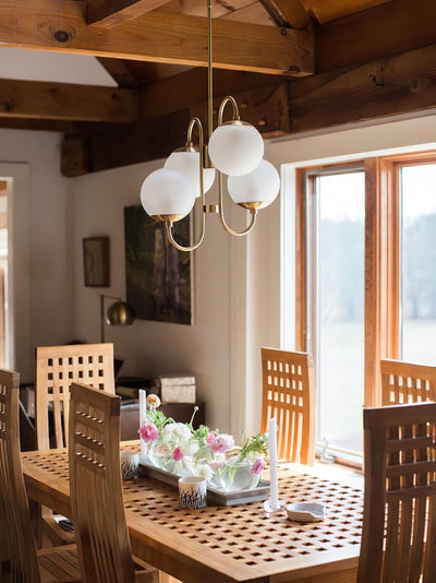 Auruaria Chandelier Brass Globe Cluster Curved Arm
