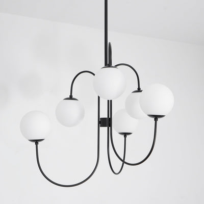Auruaria Chandelier Brass Globe Cluster Curved Arm