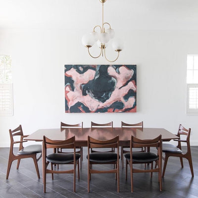 Auruaria Chandelier Brass Globe Cluster Curved Arm