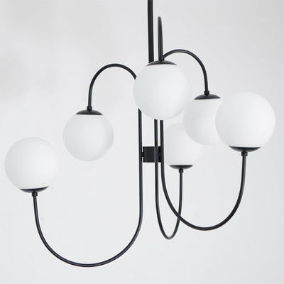 Auruaria Chandelier Brass Globe Cluster Curved Arm