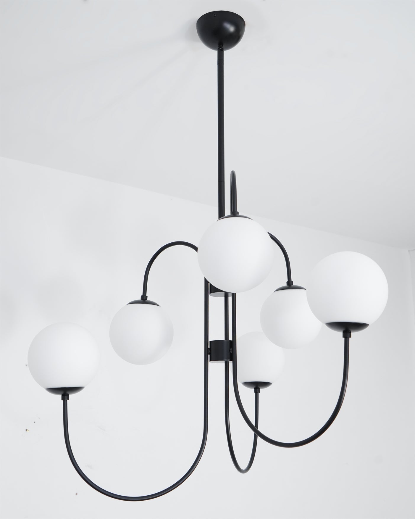 Auruaria Chandelier Brass Globe Cluster Curved Arm