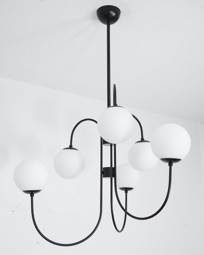 Auruaria Chandelier Brass Globe Cluster Curved Arm