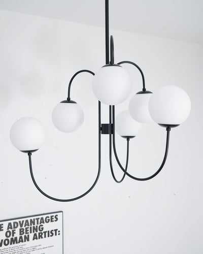 Auruaria Chandelier Brass Globe Cluster Curved Arm