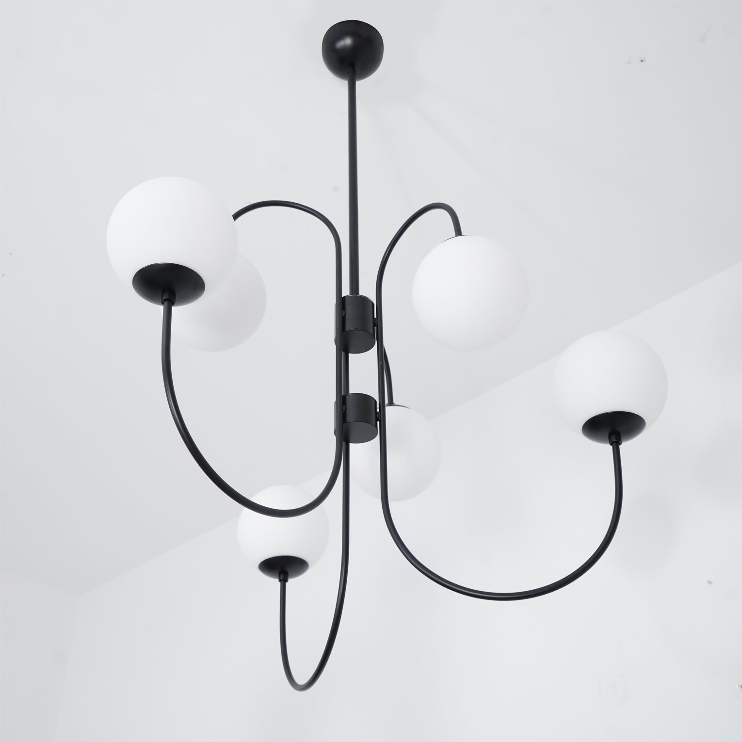 Auruaria Chandelier Brass Globe Cluster Curved Arm