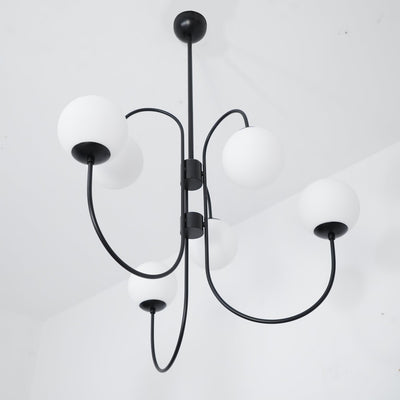 Auruaria Chandelier Brass Globe Cluster Curved Arm