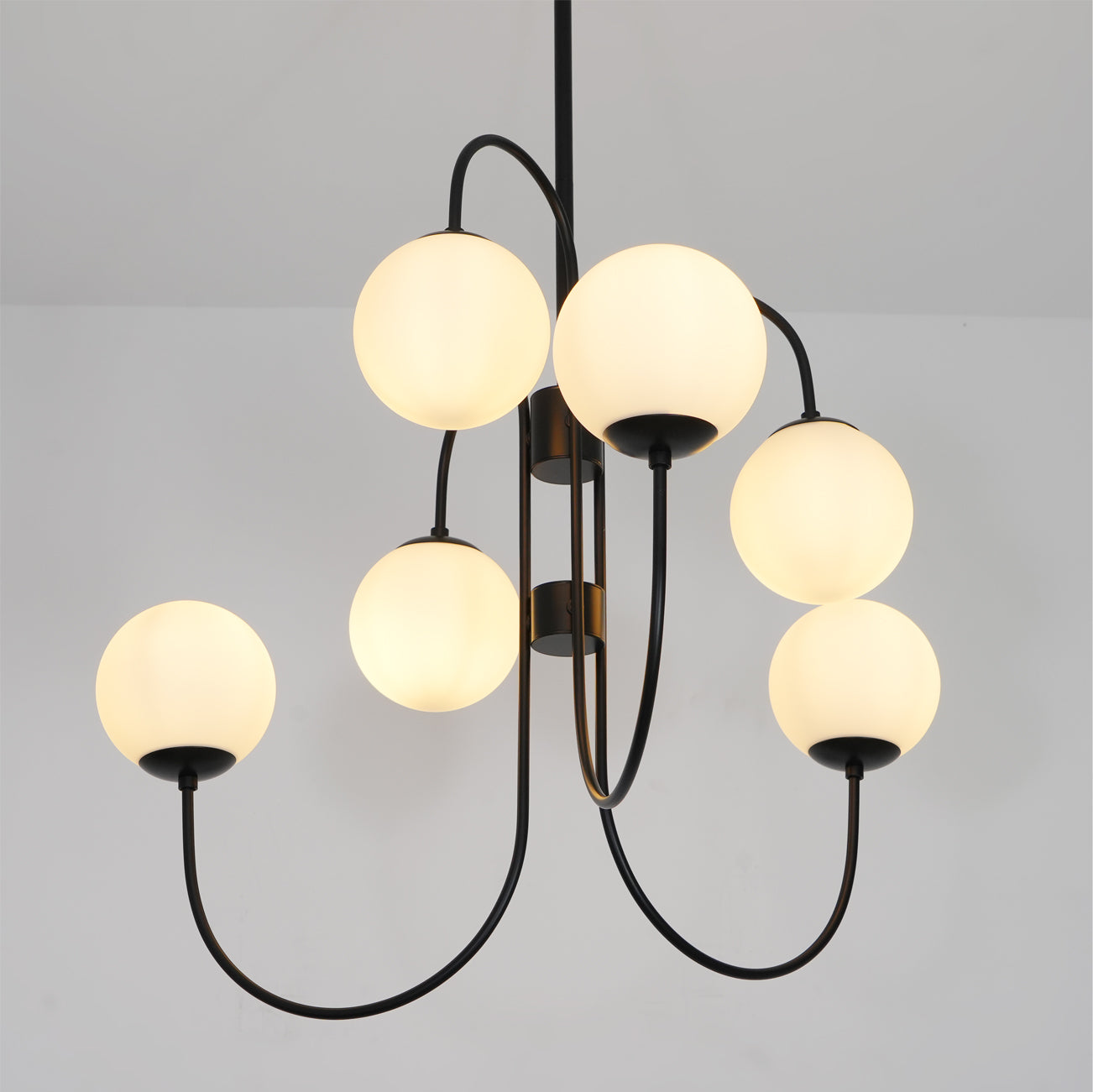 Auruaria Chandelier Brass Globe Cluster Curved Arm