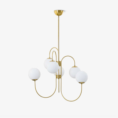 Auruaria Chandelier Brass Globe Cluster Curved Arm