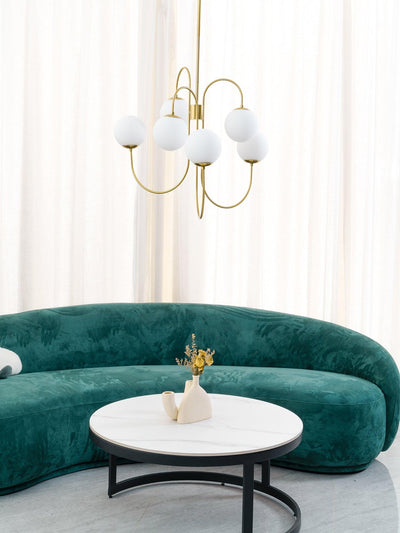 Auruaria Chandelier Brass Globe Cluster Curved Arm