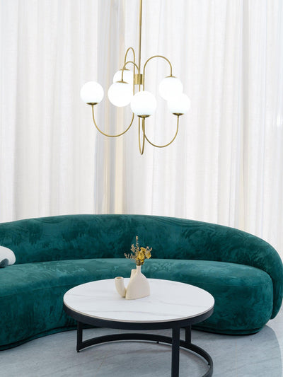 Auruaria Chandelier Brass Globe Cluster Curved Arm