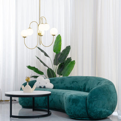 Auruaria Chandelier Brass Globe Cluster Curved Arm