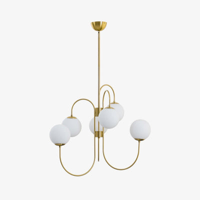 Auruaria Chandelier Brass Globe Cluster Curved Arm