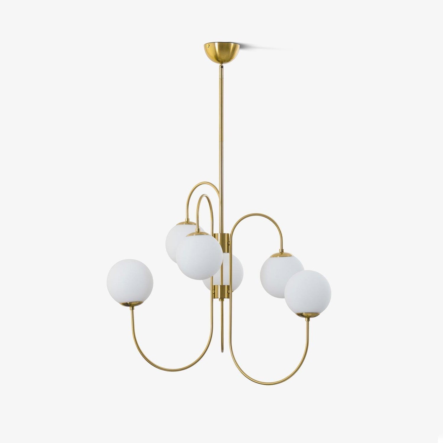 Auruaria Chandelier Brass Globe Cluster Curved Arm