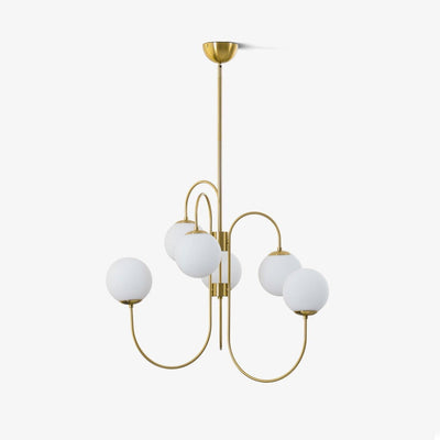 Auruaria Chandelier Brass Globe Cluster Curved Arm