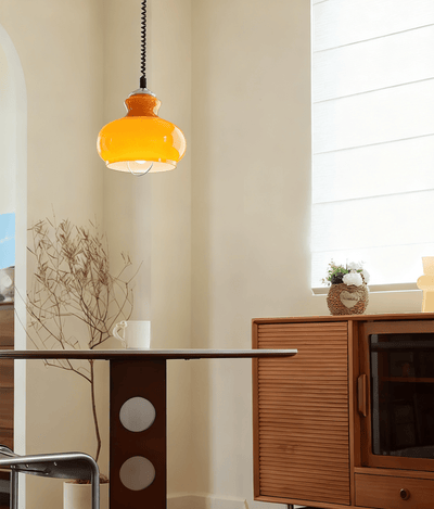 Amber Coil Glass Pendant Light