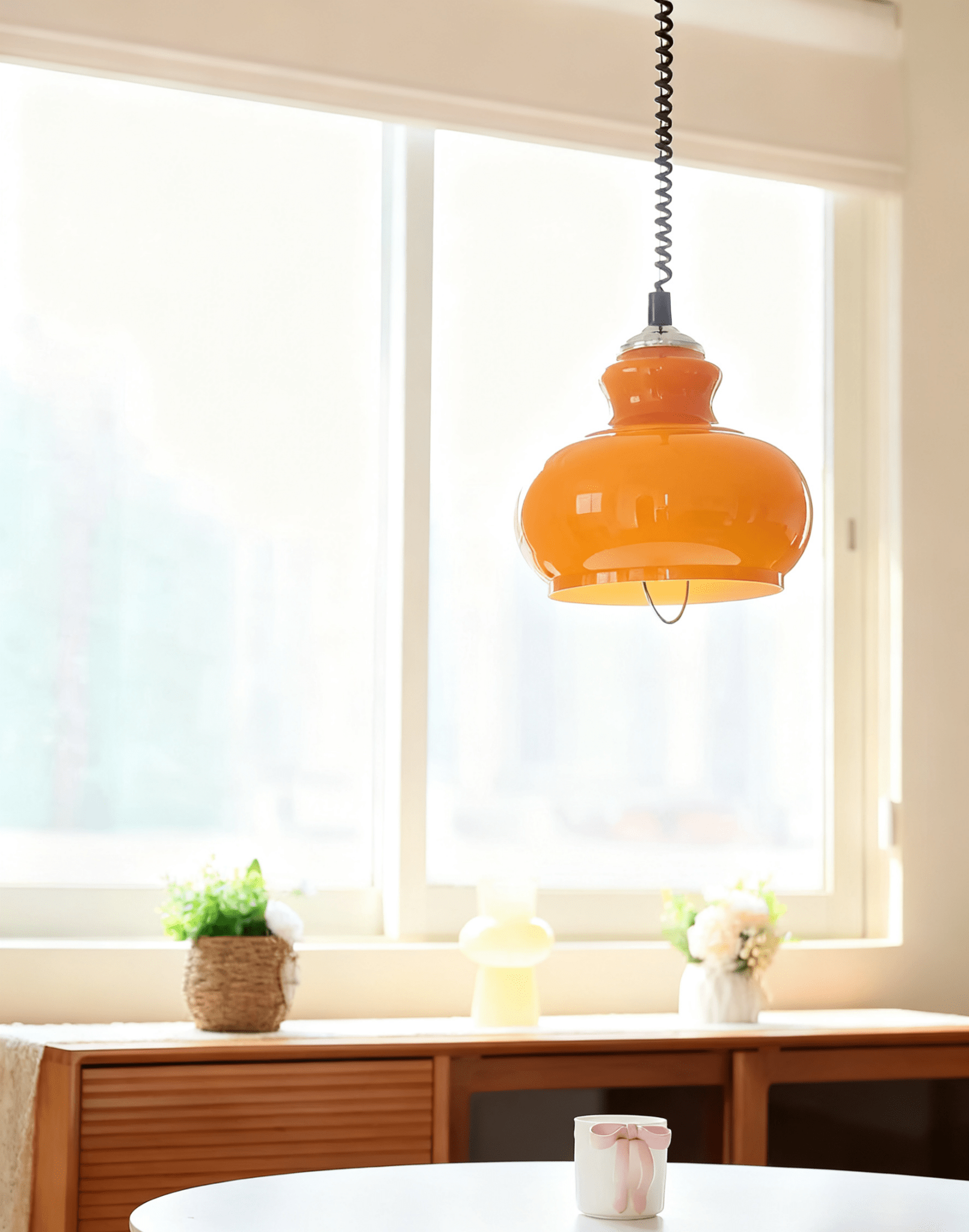 Amber Coil Glass Pendant Light