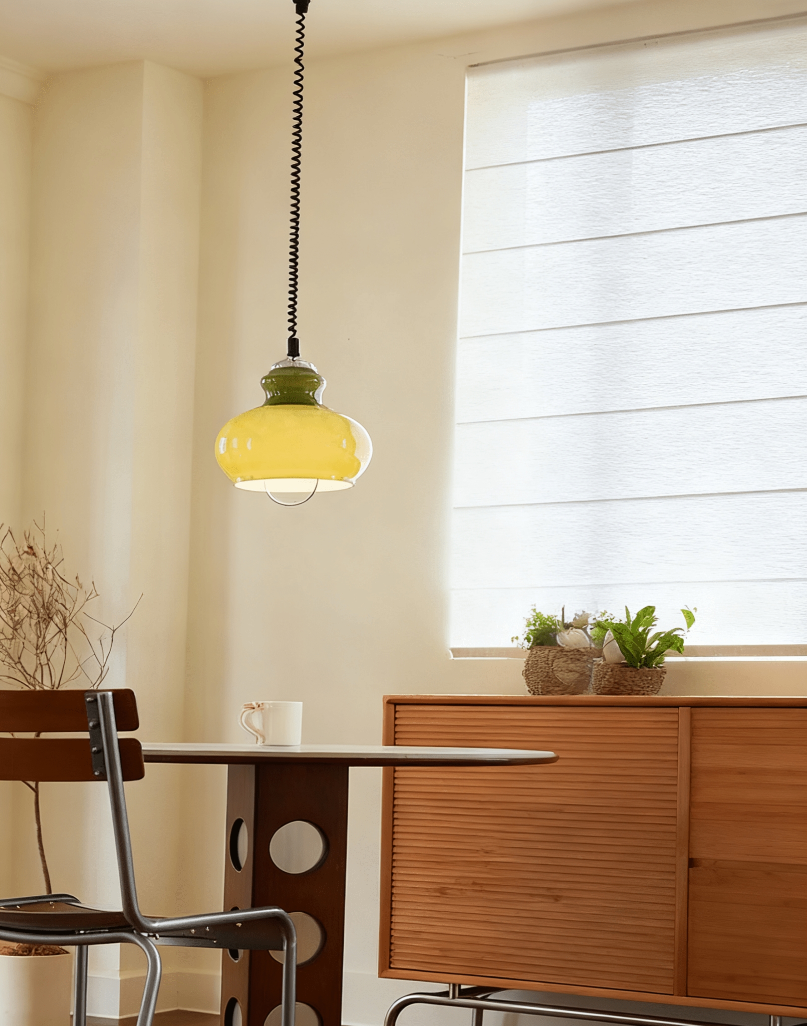 Amber Coil Glass Pendant Light
