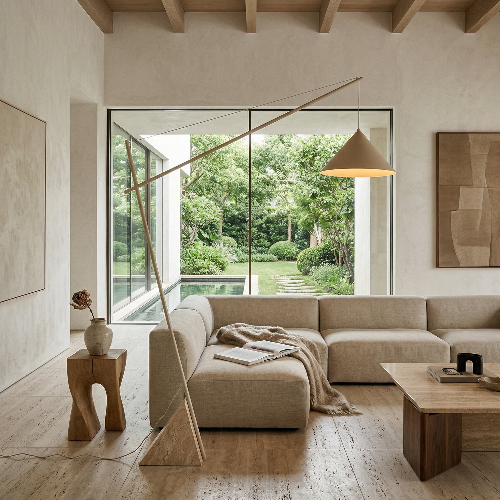 Valorielle Travertine Floor Lamp