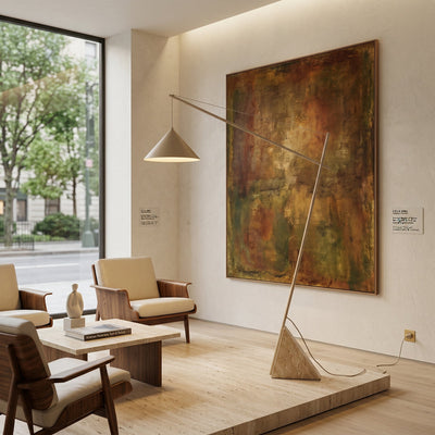 Valorielle Travertine Floor Lamp